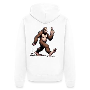 Naughty Bigfoot Walking - Humorvolles Design. - Unisex Premium Bio Zip Hoodie - Weiß - Hinten - Thijin (182cm)