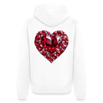 Crystal Love Ruby - Unisex Premium Organic Zip Hoodie - white - Back - Thijin (182cm)