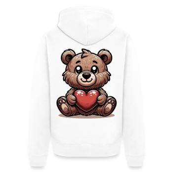 Ours en peluche de la Saint-Valentin : Mignon nounours marron - Veste à capuche bio Premium Unisexe - blanc - Dos - Thijin (182cm)