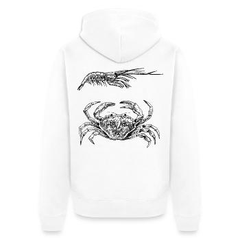 Krabbe & Shrimps - Schalentierpower - Unisex Premium Bio Zip Hoodie - Weiß - Hinten - Thijin (182cm)