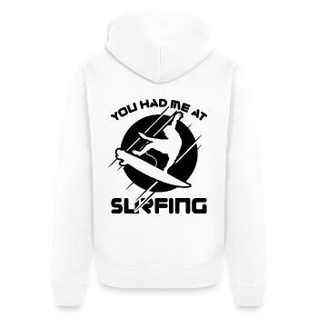 Surf Coach Joke - Unisex Premium Organic Zip Hoodie - white - Back - Thijin (182cm)