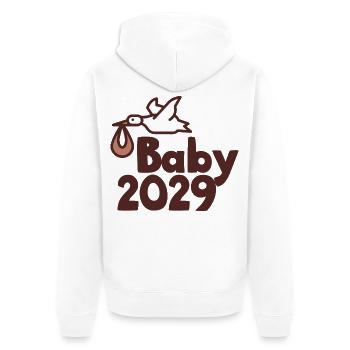 Storch Baby 2029 - Unisex Premium Bio Zip Hoodie - Weiß - Hinten - Thijin (182cm)
