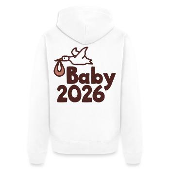 Storch Baby 2026 - Unisex Premium Bio Zip Hoodie - Weiß - Hinten - Thijin (182cm)