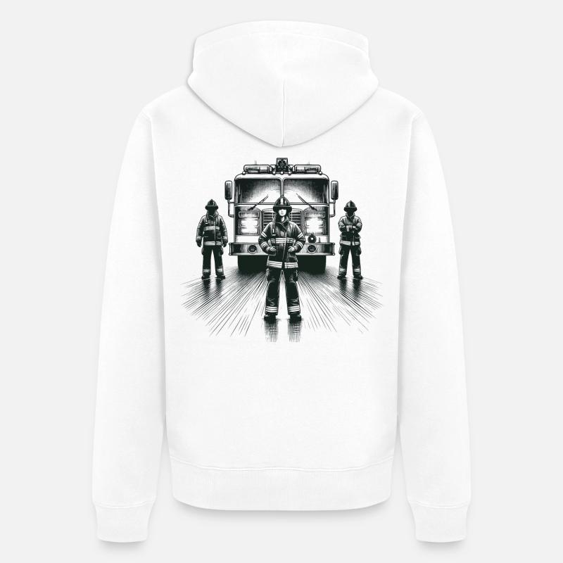 Cadeau graphique pompier - Veste à capuche bio Premium Unisexe - blanc