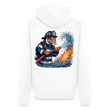 Feuerwehr Tiger Geschenk - Unisex Premium Bio Zip Hoodie - Weiß - Hinten - Thijin (182cm)