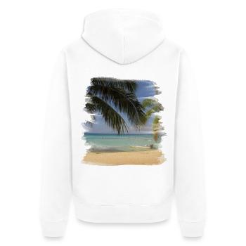 Beach - Unisex Premium Organic Zip Hoodie - white - Back - Thijin (182cm)
