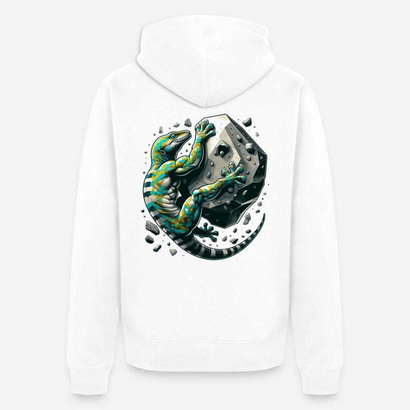 Bouldering Gecko Muscles cadeau - Veste à capuche bio Premium Unisexe - blanc