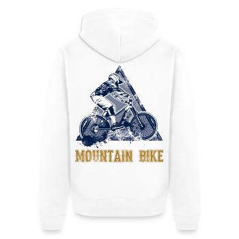 Mountainbike - Unisex Premium Bio Zip Hoodie - Weiß - Hinten - Thijin (182cm)