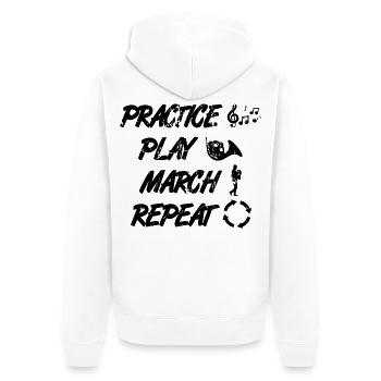 Waldhornist Routine - Unisex Premium Bio Zip Hoodie - Weiß - Hinten - Thijin (182cm)