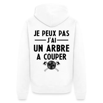 Ich kann nicht, ich habe einen Baum zum Schneiden - Unisex Premium Bio Zip Hoodie - Weiß - Hinten - Thijin (182cm)