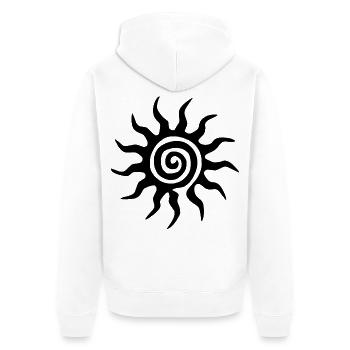 Spirale Schwarze Sonne - Unisex Premium Bio Zip Hoodie - Weiß - Hinten - Thijin (182cm)