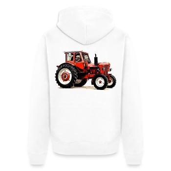 Belarus mts 50 - Unisex Premium Bio Zip Hoodie - Weiß - Hinten - Thijin (182cm)