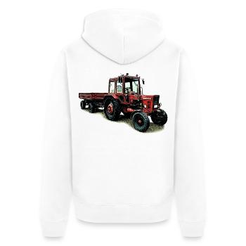 Belarus MTS 80 with trailer - Unisex Premium Organic Zip Hoodie - white - Back - Thijin (182cm)