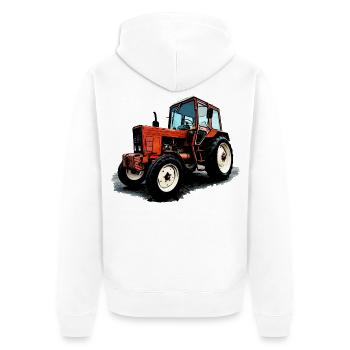 Belarus MTS 550 - Unisex Premium Organic Zip Hoodie - white - Back - Thijin (182cm)