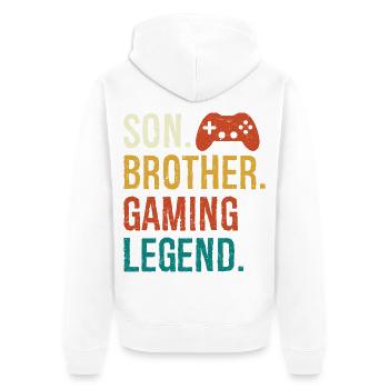 Sohn Bruder Gaming-Legende Sohn Bruder Videospieler - Unisex Premium Bio Zip Hoodie - Weiß - Hinten - Thijin (182cm)