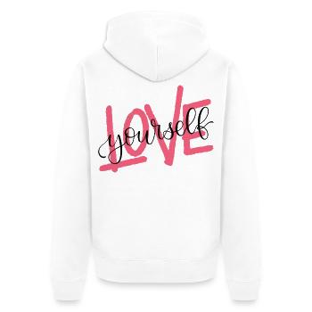 Aime toi toi-même - Veste à capuche bio Premium Unisexe - blanc - Dos - Thijin (182cm)