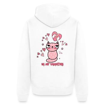 Katzenherz Valentinsdesign mit Liebe - Unisex Premium Bio Zip Hoodie - Weiß - Hinten - Thijin (182cm)