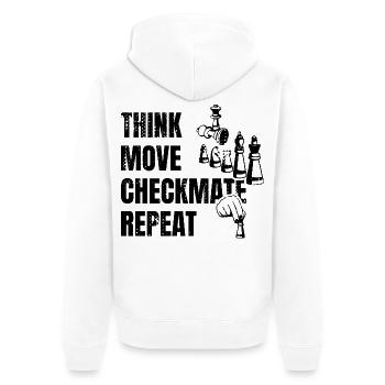 Witziges Schachspieler Zitat - Unisex Premium Bio Zip Hoodie - Weiß - Hinten - Thijin (182cm)