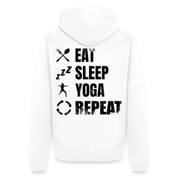 Routine quotidienne de yoga - Veste à capuche bio Premium Unisexe - blanc - Dos - Thijin (182cm)