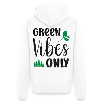 Uniquement des vibrations vertes - Veste à capuche bio Premium Unisexe - blanc - Dos - Thijin (182cm)