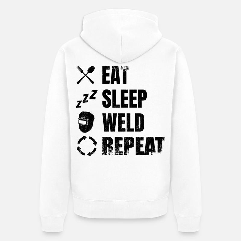 Eat Sleep Répéter la soudure - Veste à capuche bio Premium Unisexe - blanc