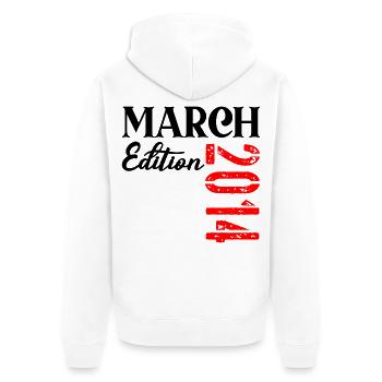 Anniversaire Mars 2014 - 11e anniversaire - Veste à capuche bio Premium Unisexe - blanc - Dos - Thijin (182cm)