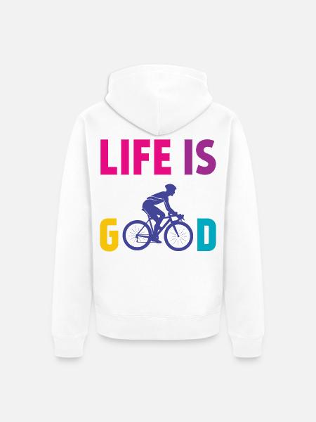 Radfahren - Das Leben ist gut - Unisex Premium Bio Zip Hoodie - Weiß