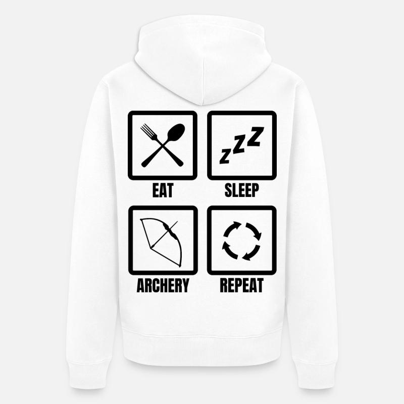 Bogenschütze Routine - Unisex Premium Bio Zip Hoodie - Weiß