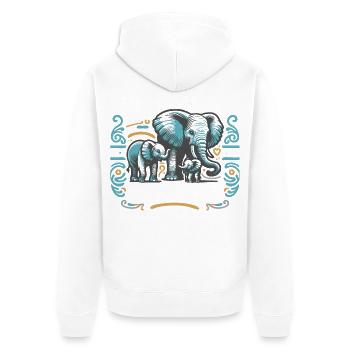 vatertag papa 2 kinder dad daddy elefant papafant - Unisex Premium Bio Zip Hoodie - Weiß - Hinten - Thijin (182cm)