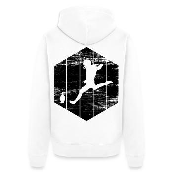 Football - Unisex Premium Bio Zip Hoodie - Weiß - Hinten - Thijin (182cm)