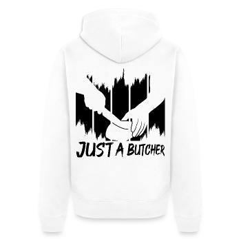 Butcher - Unisex Premium Organic Zip Hoodie - white - Back - Thijin (182cm)