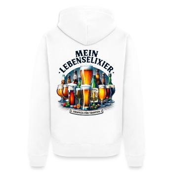 Bier Mein Lebenselixier Liebhaber Party Trinker - Unisex Premium Bio Zip Hoodie - Weiß - Hinten - Thijin (182cm)