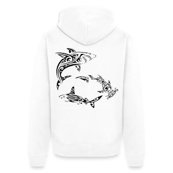 Requins polynésiens noirs - Veste à capuche bio Premium Unisexe - blanc - Dos - Thijin (182cm)