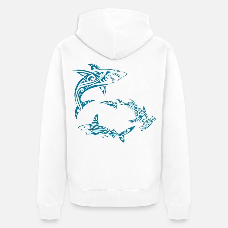 Requins polynésiens - Veste à capuche bio Premium Unisexe - blanc