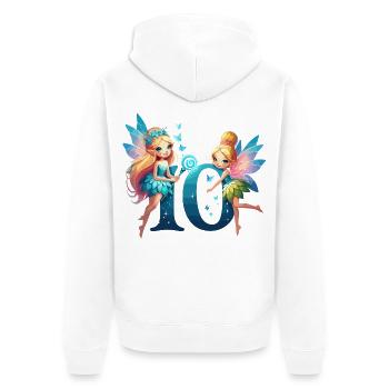 10 Jahre Fee Elfe Geburtstag Geschenk - Unisex Premium Bio Zip Hoodie - Weiß - Hinten - Thijin (182cm)