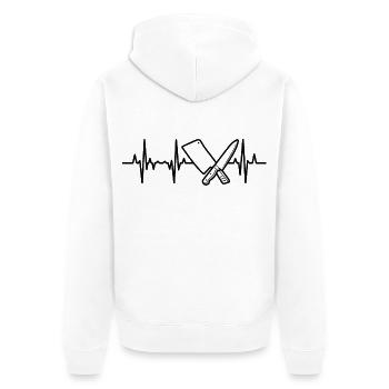 Messer Hackbeil Herzlinie - Unisex Premium Bio Zip Hoodie - Weiß - Hinten - Thijin (182cm)
