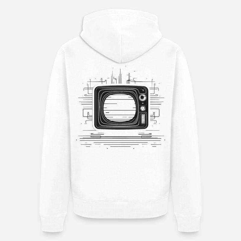 Retro TV Zeichnung - Unisex Premium Bio Zip Hoodie - Weiß