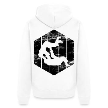 Judoka Drawing - Unisex Premium Organic Zip Hoodie - white - Back - Thijin (182cm)