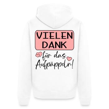 GUTE BESSERUNG - AUFPÄPPELN - Unisex Premium Bio Zip Hoodie - Weiß - Hinten - Thijin (182cm)