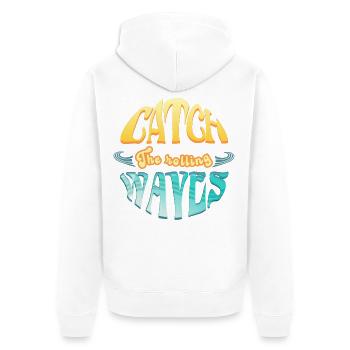 Surf et CatchTheWaves - Veste à capuche bio Premium Unisexe - blanc - Dos - Thijin (182cm)