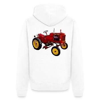 Tracteur Poney - Veste à capuche bio Premium Unisexe - blanc - Dos - Thijin (182cm)