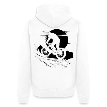 Radfahrer Illustration - Unisex Premium Bio Zip Hoodie - Weiß - Hinten - Thijin (182cm)