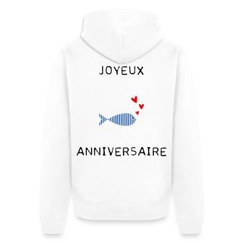 JOYEUX ANNIVERSAIRE - Veste à capuche bio Premium Unisexe - blanc - Dos - Thijin (182cm)