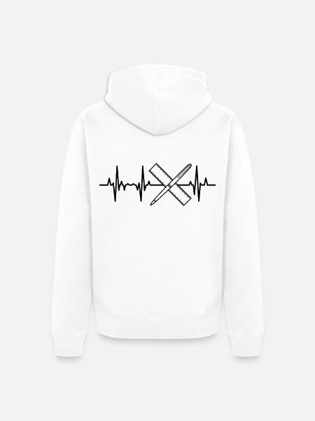 Stift und Lineal Pulsschlag - Unisex Premium Bio Zip Hoodie - Weiß