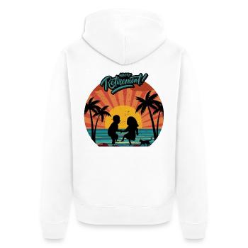 Guesthouse couple dancing happily sunset palm trees - Unisex Premium Organic Zip Hoodie - white - Back - Thijin (182cm)