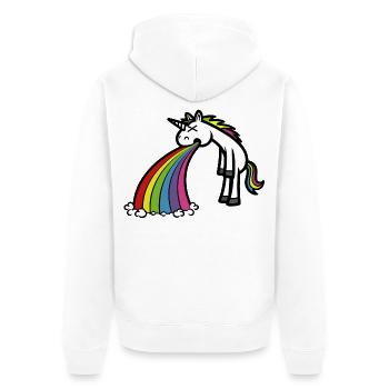 Funny Unicorn Puking Rainbow Cartoon - Unisex Premium Organic Zip Hoodie - white - Back - Thijin (182cm)