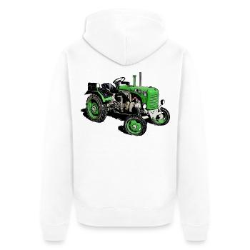 Traktor Steyr Typ 80 - Unisex Premium Bio Zip Hoodie - Weiß - Hinten - Thijin (182cm)