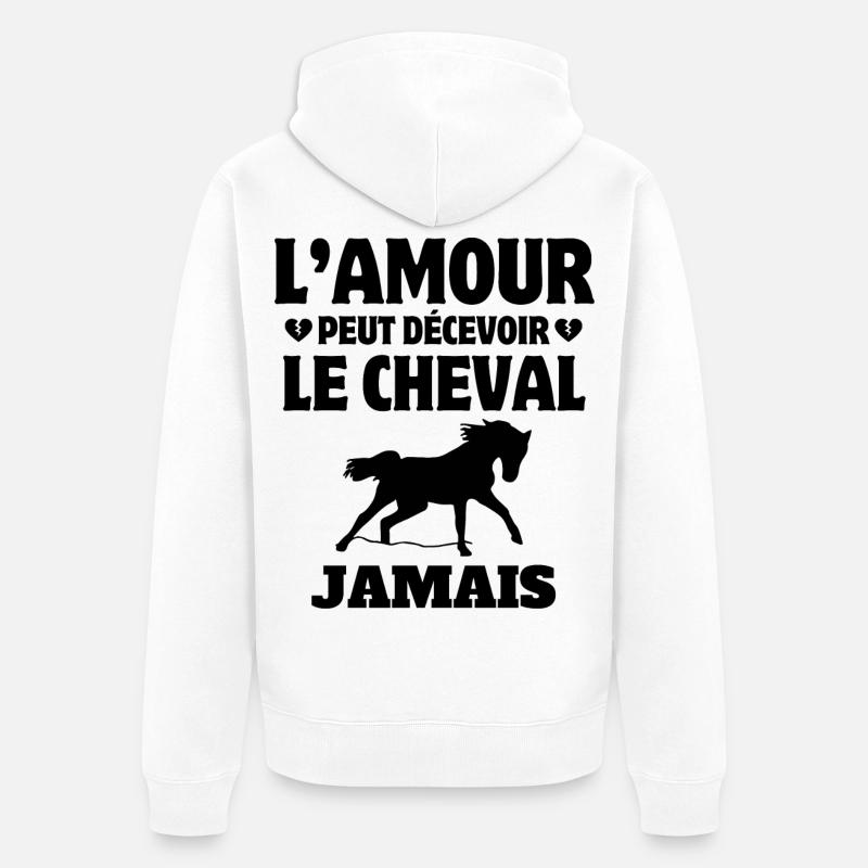 cheval, fan de cheval, cavalier - Veste à capuche bio Premium Unisexe - blanc