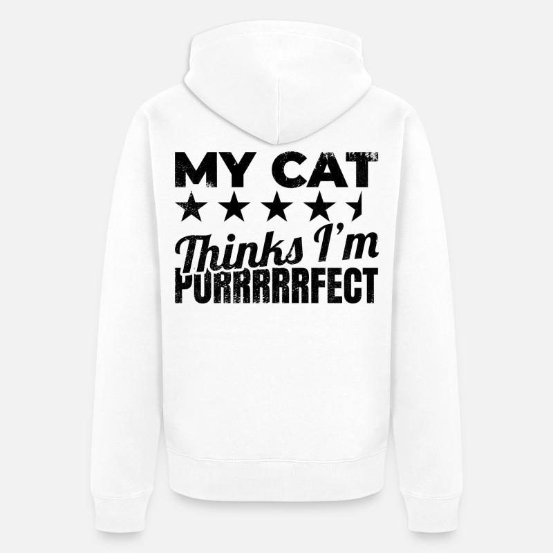 Blague de propriétaire de chat - Veste à capuche bio Premium Unisexe - blanc