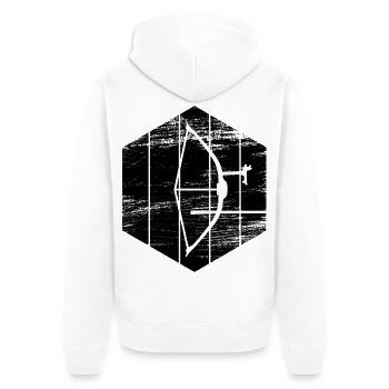 Bogensport - Unisex Premium Bio Zip Hoodie - Weiß - Hinten - Thijin (182cm)